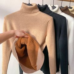ベルベット肥厚タートルネックセーター女性のための 2023 インナー暖かいプルオーバー西洋スタイルワンピースミンクニットボトリングシャツ秋と冬