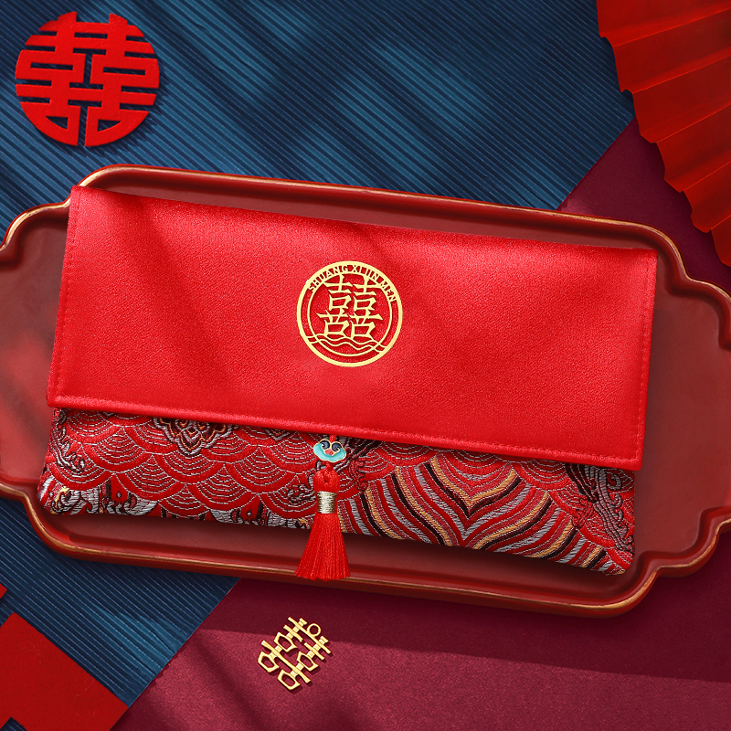 2025 new style red envelope wedding cash gift change-of-name fee cash gift new wedding ten thousand yuan fabric red envelope