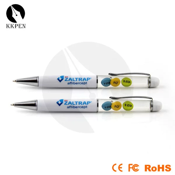 Supply [CD600 oil pen] Crystal rotating ballpoint pen with floating objects creative gift advertising pen