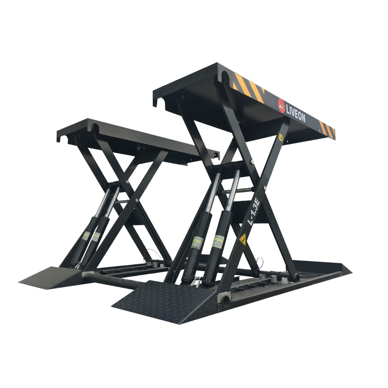 Elevador de tijera 1,4 M elevador de automóviles cuatro cilindros de aceite ultrafino pequeño equipo de protección automática de elevación de cizalla