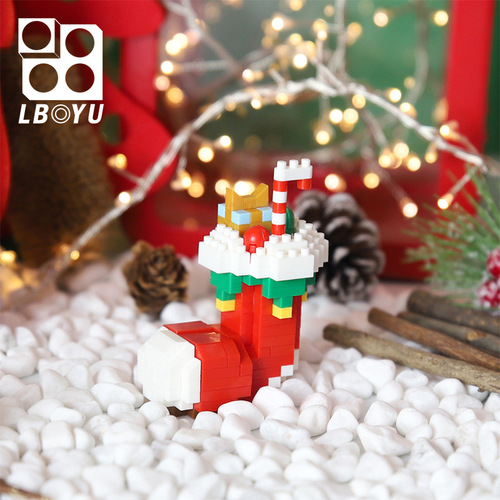 Luboyu Christmas gift compatible with Lego Christmas tree children's educational assembly toys miniature small particle building blocks