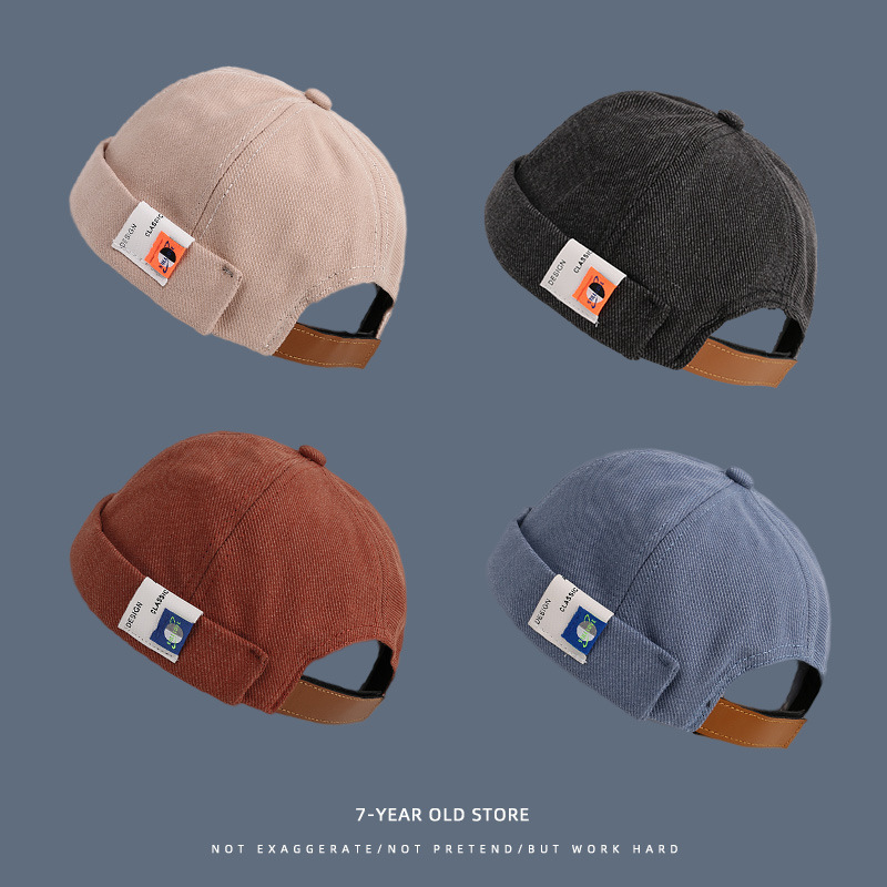 Sombrero de piel de melón sin aleros de hip-hop callejero japonés, estudiante, sombrero de propietario retro callejero, sombrero yuppie de moda coreana, hombre