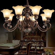 美式吊燈鄉村復古客廳8頭歐式仿古大氣奢華樹脂鐵藝卧室餐廳燈具