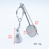 Metal small keychain for badminton, cartoon pendant with zipper, Birthday gift, wholesale