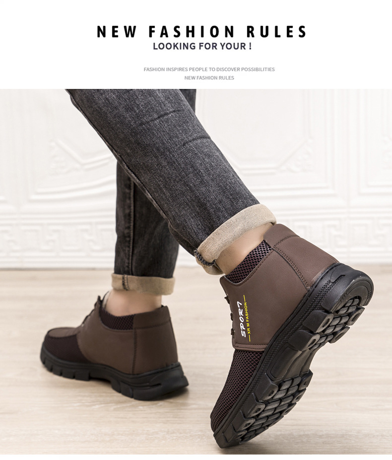 Bottes de neige d'hiver 2025 pour hommes, résistantes et durables, semelle souple antidérapante, doublure polaire, chaudes et épaisses, idéales pour la randonnée en extérieur._voghion.com