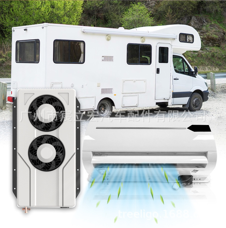 Manufacturer's new double-fan split parking air conditioner 12V24V mute high cooling capacity electric truck car saloon