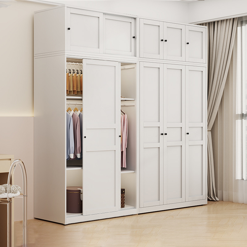 Home Bedroom Wardrobe Children's Room Combination Wardrobe Formaldehyde-Free Small Apartment Sliding Door Wardrobe Storage Cabinet