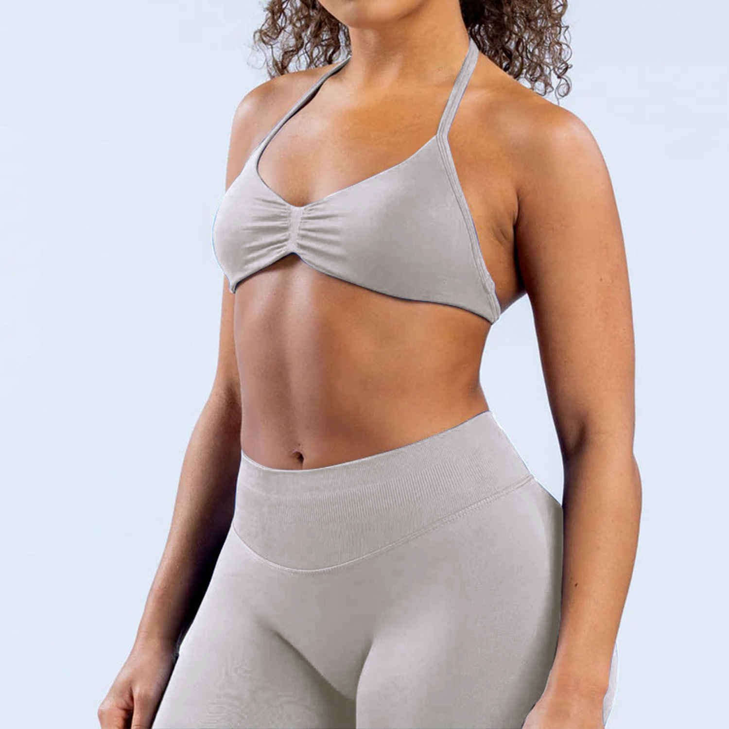 Chaleco halter de yoga sin costuras transfronterizo pantalones de yoga de cadera elásticos altos pantalones de fitness tirantes conjunto de sujetador deportivo