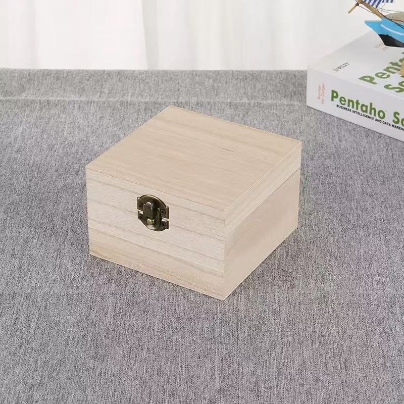 Caja ciega rectangular de madera maciza con bloqueo de contraseña Caja de almacenamiento con tapa abatible de madera creativa Caja de almacenamiento de artículos diversos de madera de escritorio