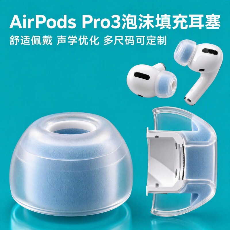Suitable for the 2026 new Apple AirPods Pro 3 earbuds, foam silicone ear caps, silicone case, transparent earphone case