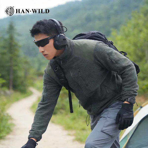 Han Ye Outdoor Sports Fleece Warm Stand Collar Fleece Jacket Autumn Polar Fleece Tactical Jacket Men's Inner Layer for Outdoor Jacket