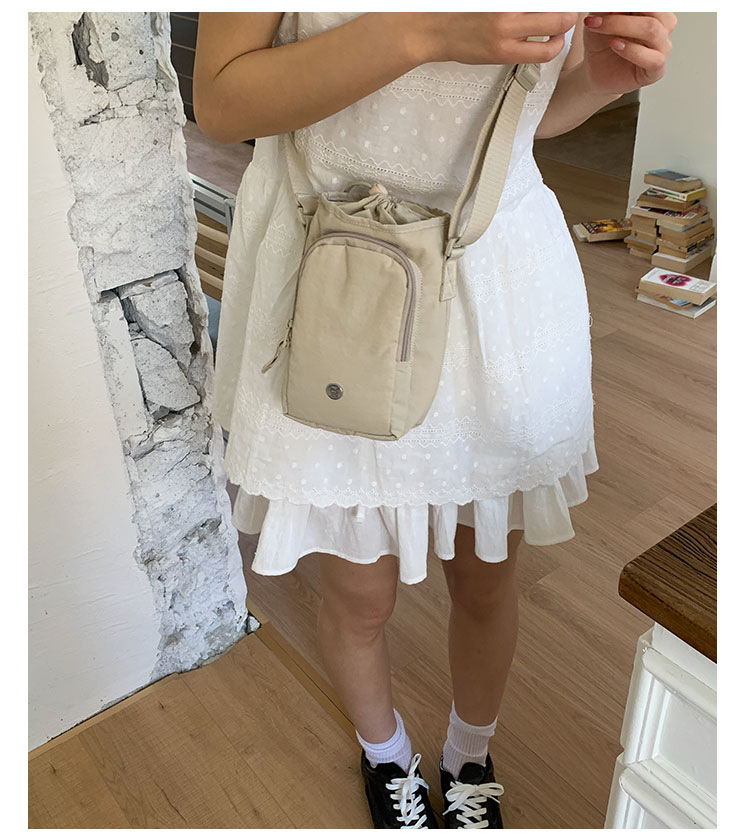 Outdoor portable casual mini single-shoulder bag, simple and versatile drawstring bucket bag, Korean style Instagram niche crossbody women's bag undefined