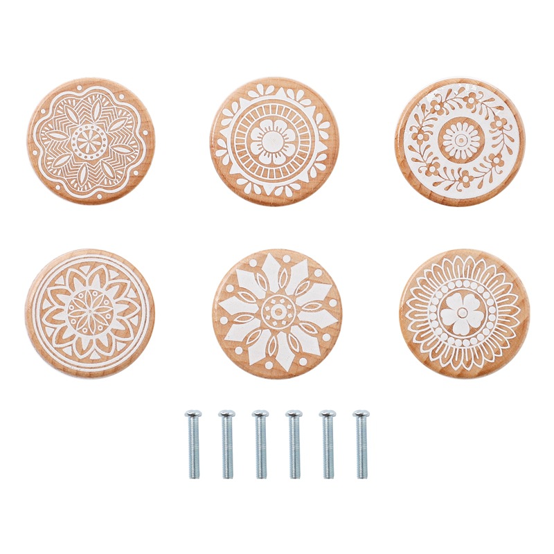 Amazon Cross-border retro animal impresión cajón manija madera mejoras para el hogar accesorios escritorio cajón juego de perillas