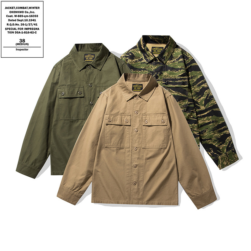OKONKWO Tiger Stripe Camo Tiger Stripe Camo 셔츠 남성용 작업복 엔지니어 긴팔 셔츠