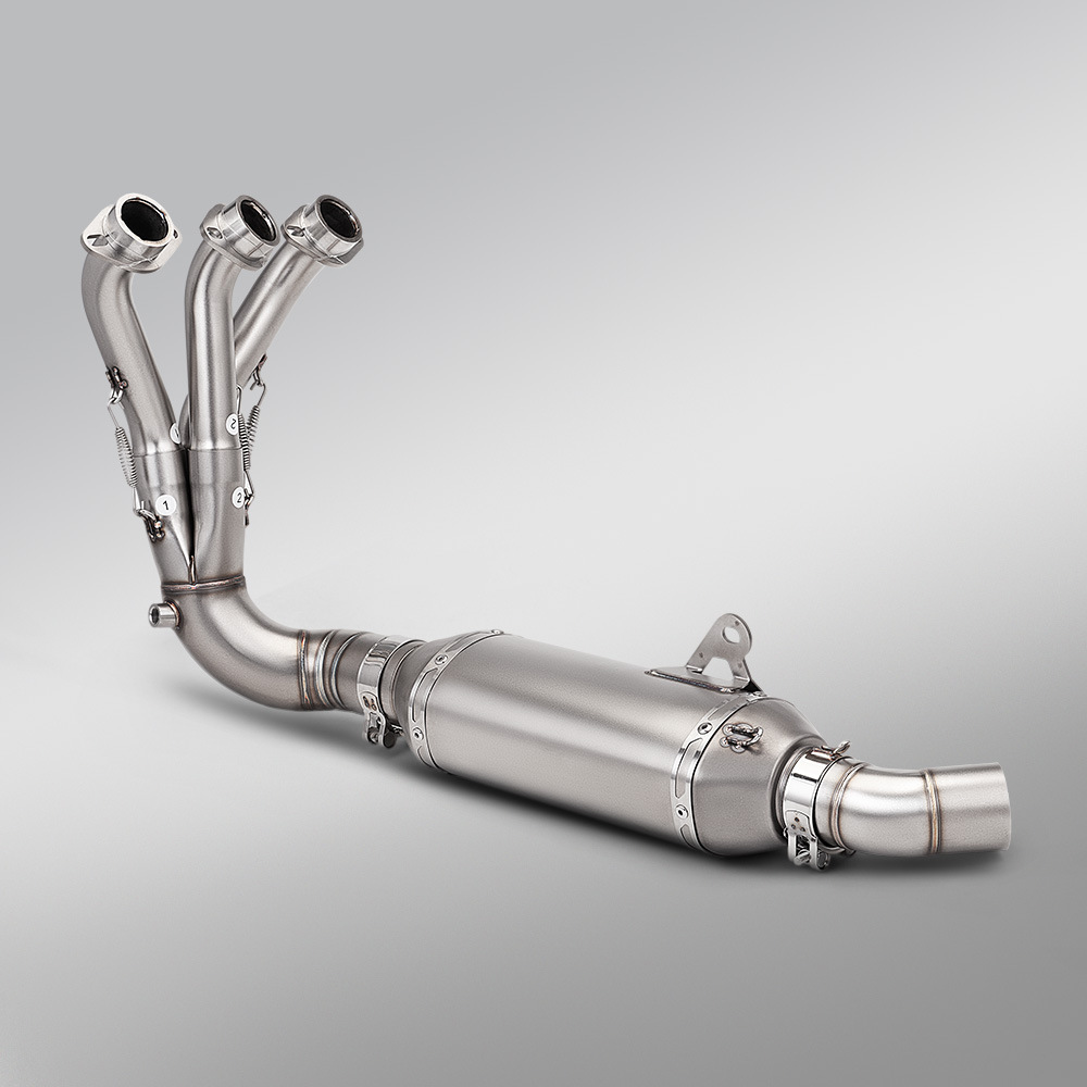 MT09 full exhaust system modification, XSR900 bottom exhaust with drum front section exhaust pipe, Arrow brand AR rear silencer