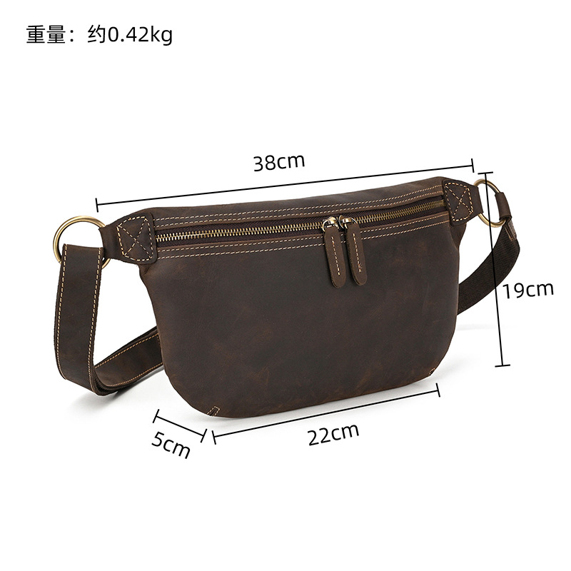 Casual Crossbody Retro Full-Grain Leather Mens Shoulder Bag