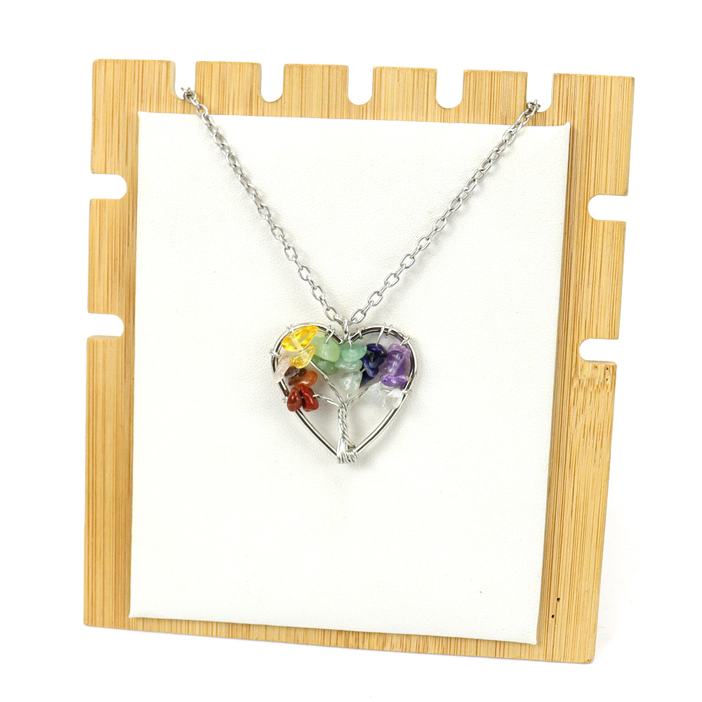 10g Weight Alloy Pendant Material Pendant Necklace Classification Alloy Chain Material 1 Piece Quantity Holiday, Daily Occasion Alloy, natural stone, Agate Material Tree, Heart Shape Pattern Women's Gender Beaded, Hollow Out Design Pastoral, Simple Style, IG Style Style IG Style Pastoral Simple Style Tree Heart Shape Alloy Natural Stone Agate Wholesale Pendant Necklace 2