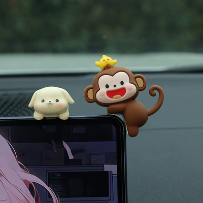 Car ornaments Center Console Screen Cute Cartoon - puppy-little-monkey-free-traceless-glue