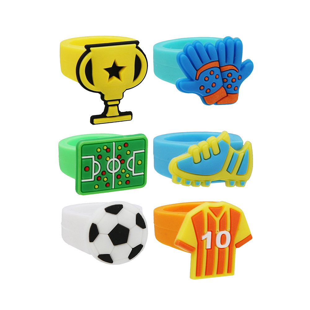 Cartoon Style Gloves Football PVC Epoxy Kidu0027S Rings 1 Piece