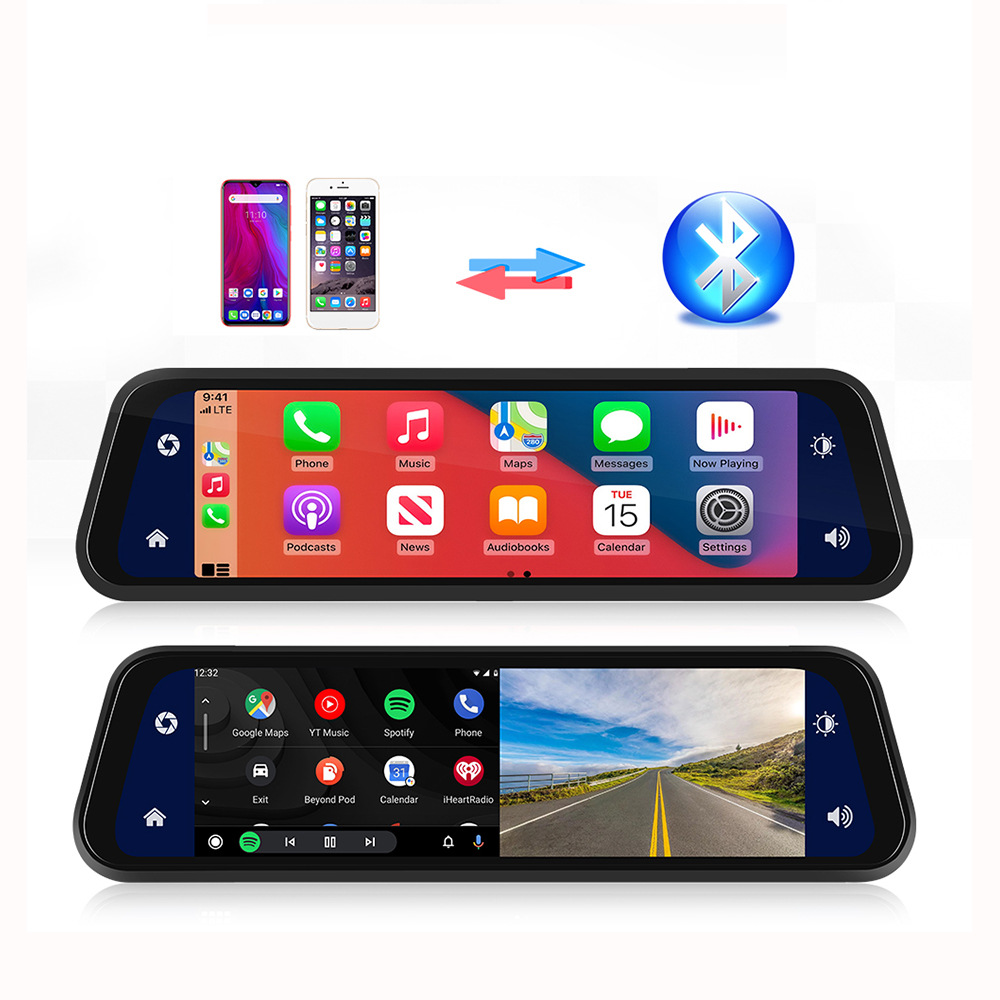 Hd carplayドライブレコーダ2024新型前後ダブル録画ドライブレコーダのストリーミングバックミラー