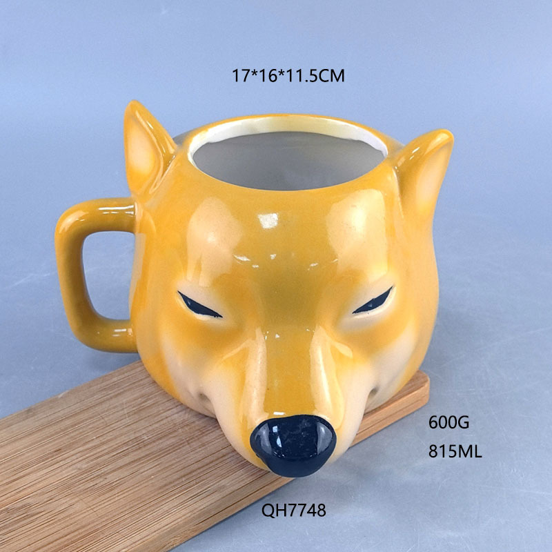 Caricatura extraña taza de cerámica de agua de perro de madera casera taza de leche encantadora pareja marca taza regalo creativo de cumpleaños