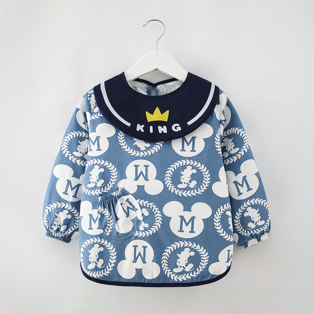 Abrigo de algodón puro para niños impermeable otoño e invierno Bebé de manga larga bebé anti-vestirse comer ropa protectora delantal blusa Nuevo