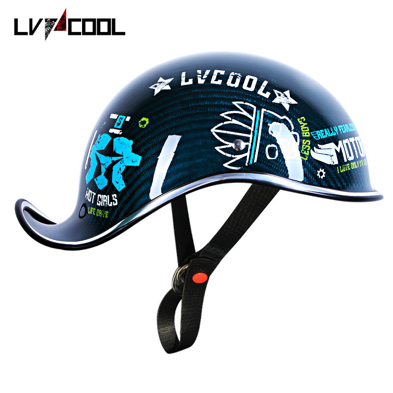 Comercio exterior casco transfronterizo motocicleta casco de fibra de carbono masculino Harley Scoop casco femenino retro motocicleta medio casco verano