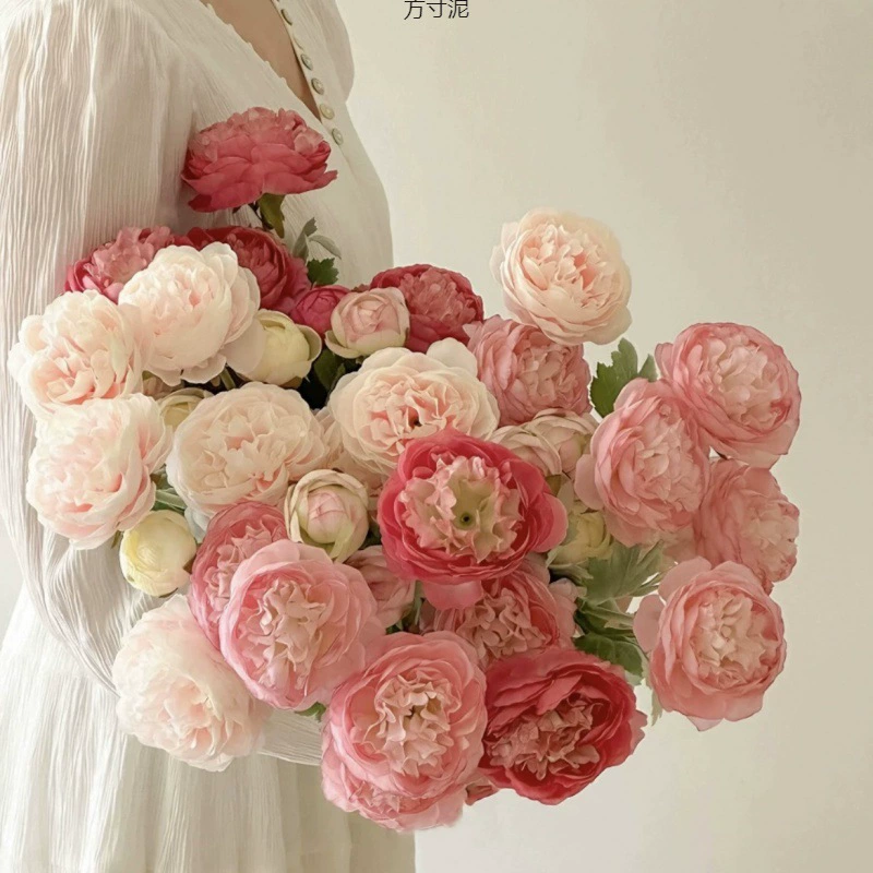 Французский симулятор пиона имитация шелкового цветка розы романтическая гостиная столовая цветочная композиция столешница украшение девушки кремовый цвет