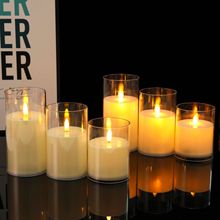 跨境遥控仿真摇摆亚克力杯蜡LED电子蜡烛灯婚庆派对音乐会装饰灯