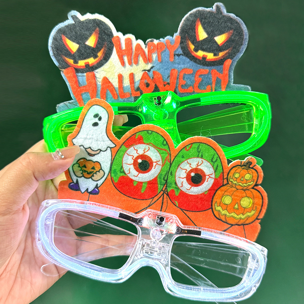 Nuevas gafas luminosas de Halloween LED murciélago flash gafas de calabaza fiesta fantasma marco de gafas transparentes