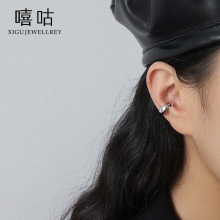 嘻咕E1512 S925银宽面耳夹女时尚气质潮流个性冷淡风无耳洞耳饰