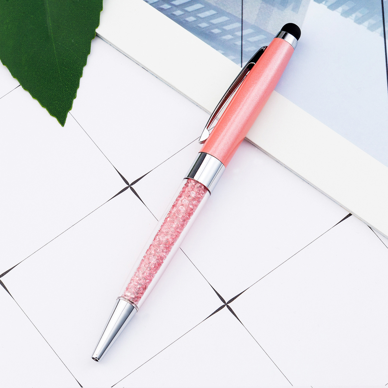 Bolígrafo de cristal de metal rotativo bolígrafo de diamante de escritura de papelería coreana bolígrafo de pantalla táctil