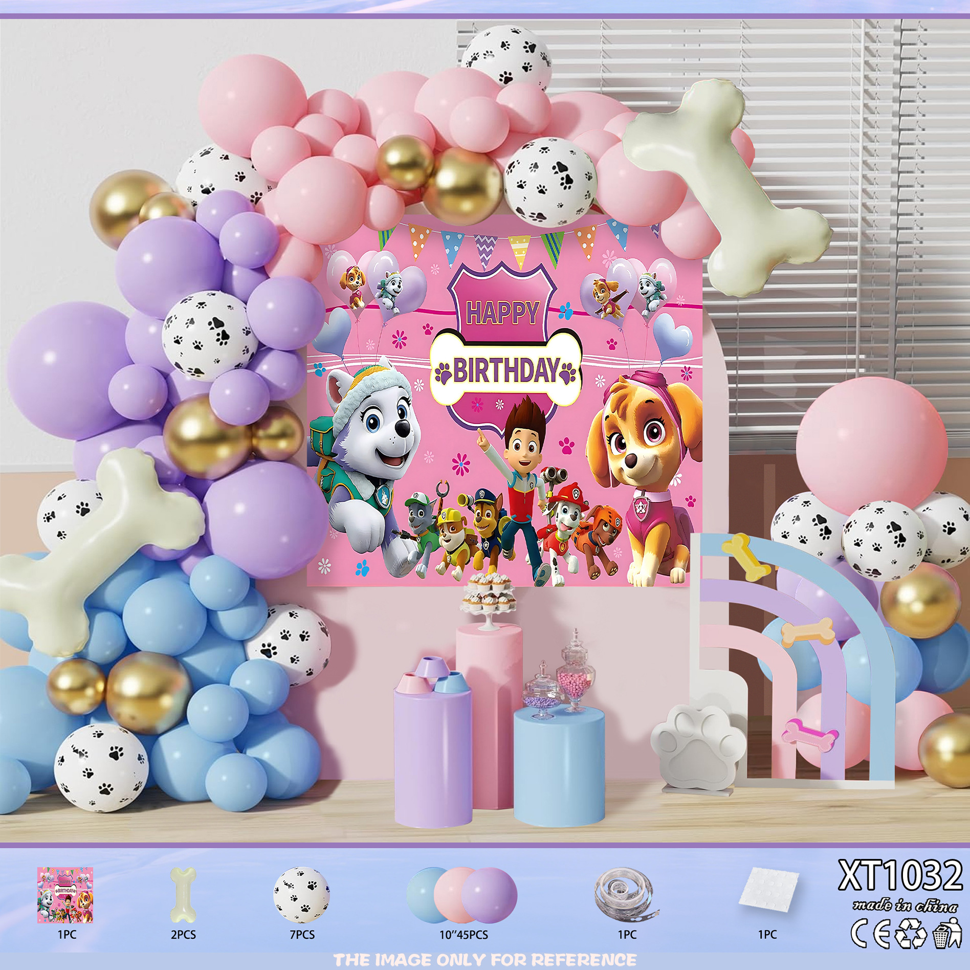 Fiesta de cumpleaños redonda escena diseño decorativo globo traje de juguete para niños globo de aluminio letras y números