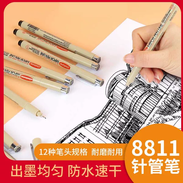 Art black needle pen with soft tip for comic hand-drawing, waterproof marker pen for sketching, BR sketching, and engineering outlining