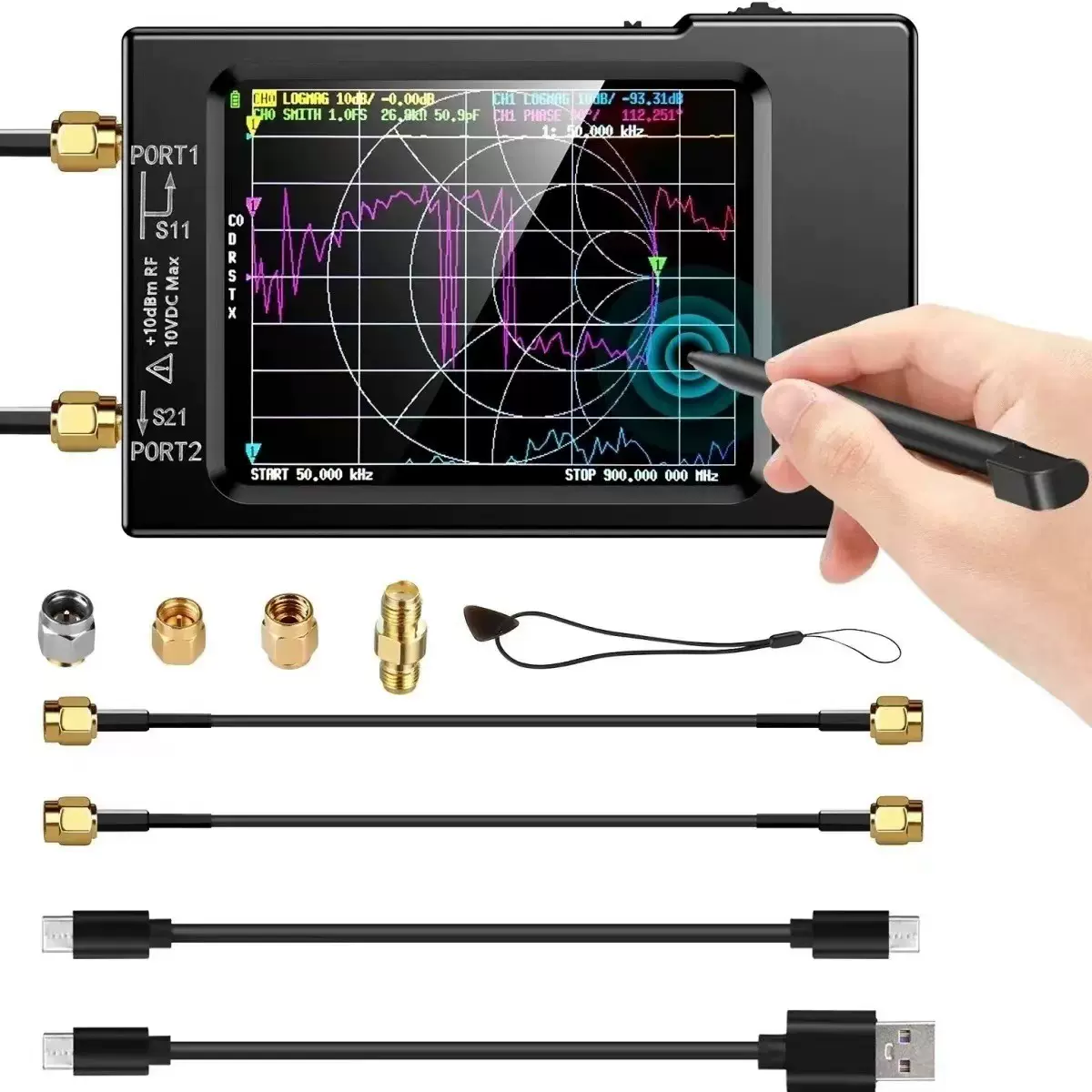 NanoVNA-H 2.8寸矢量网络分析仪 支持50KHz-900MHz天线网络分析仪