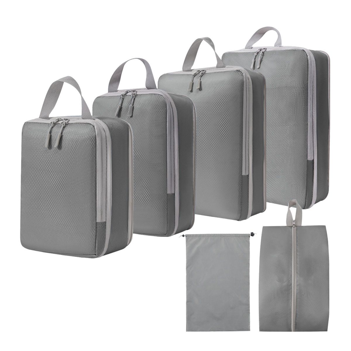 압축 6 종 세트 그레이 (신발 가방 + 번들 포켓)