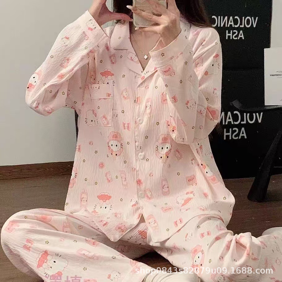新款云朵棉睡衣女夏季卡通可爱短袖短裤可外穿家居服套装泰国批发
