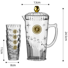 クロスボーダーPET各種金メッキ銀メッキコールドケトル、ワンポット、4カップ、プレート付きスイカ赤白茶飲料