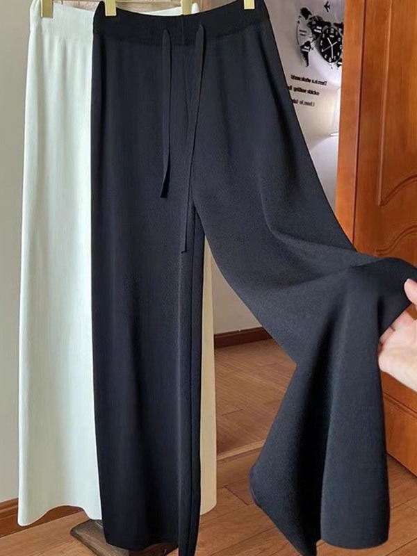 24 invierno Puyuan 2024 otoño y invierno nuevo cintura alta correa pantalones de piernas anchas camiseta de punto suelta