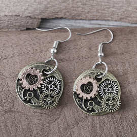 卓萱复古朋克风机械齿轮耳坠耳环 蒸汽DIY机芯个性创意合金耳饰