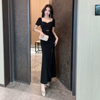 高级感气质新款晚礼服性感夜总会连衣裙女佳丽开叉紧身包臀长裙子