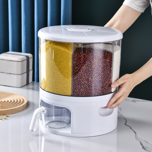 Kitchen rice storage box Japanese-style grain storage rice bucket divided grain storage bucket sealed household rotatable rice bucket