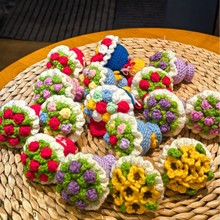 成品手工迷你毛线手捧花教师节母亲节情人节新年礼物钥匙扣包挂
