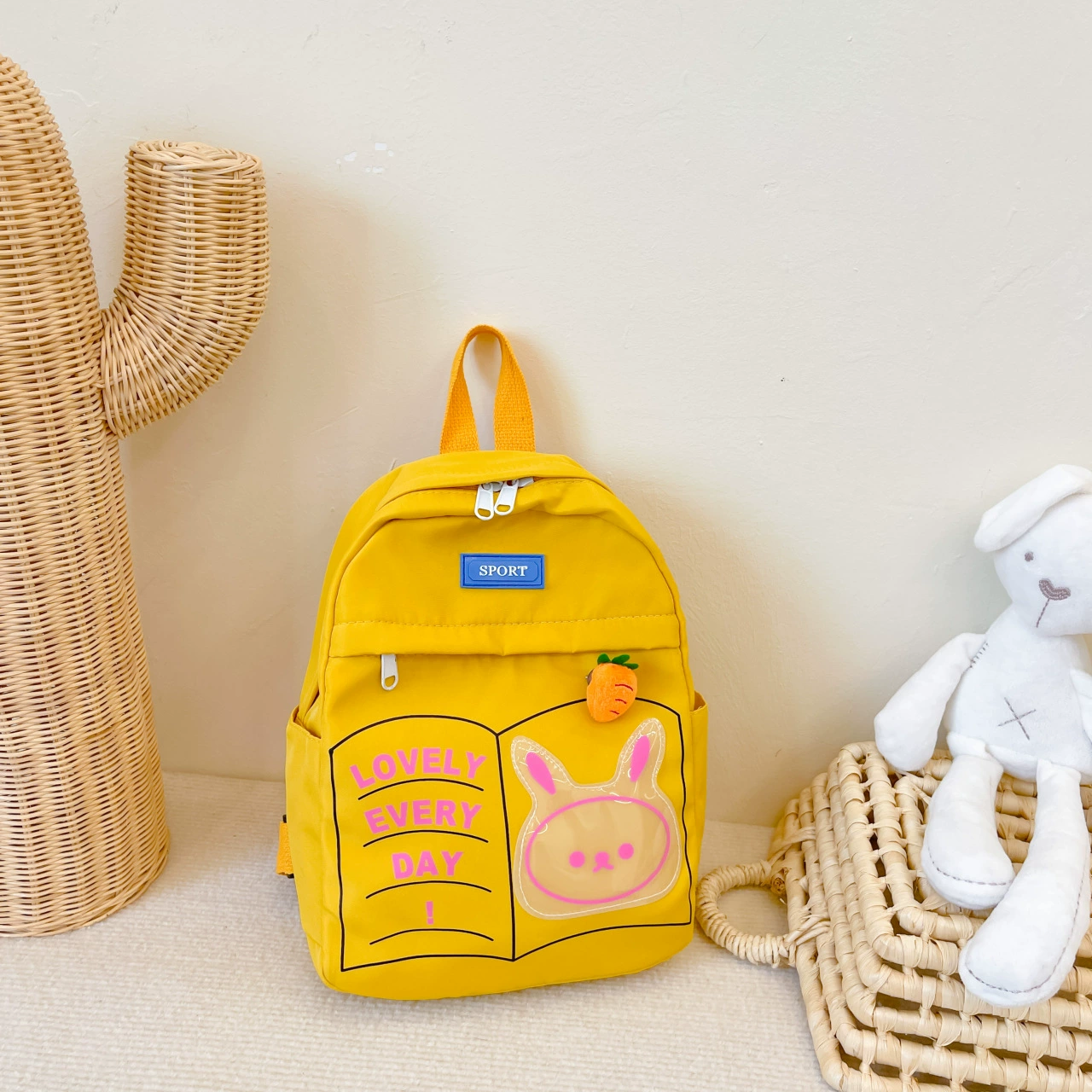 Backpack for kindergarten for men and women, capacious bag, rabbit