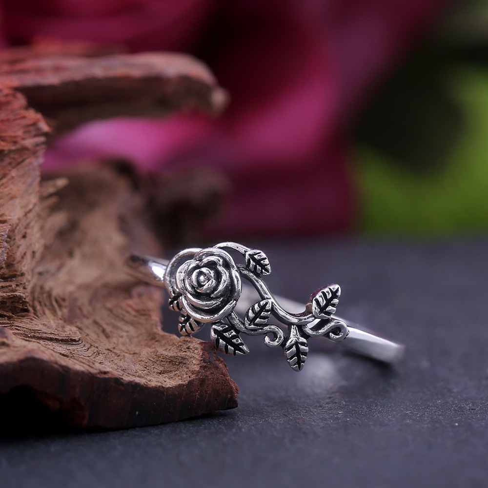Sterling Silver Simple Style Flower Plating Rings display picture 4