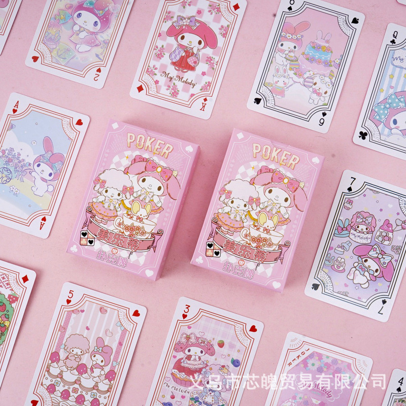 Cute My Melody Trendy Playing Cards Cartoon Girly Style Leisure Entertainment 54 High-Definition Pattern Cards High Aesthetic Value