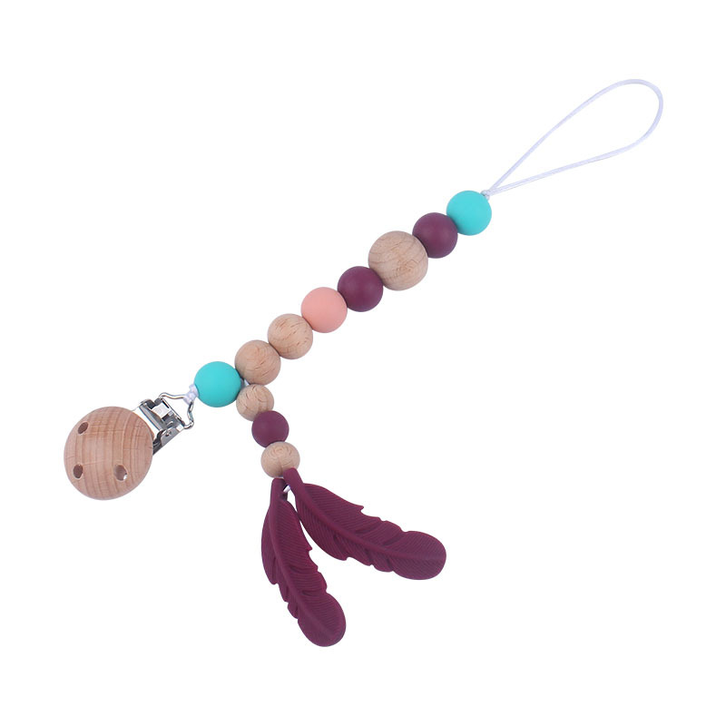 Suministros para bebés clip de chupete de haya chupete de silicona para bebé cadena anti-caída Amazon AliExpress nuevo