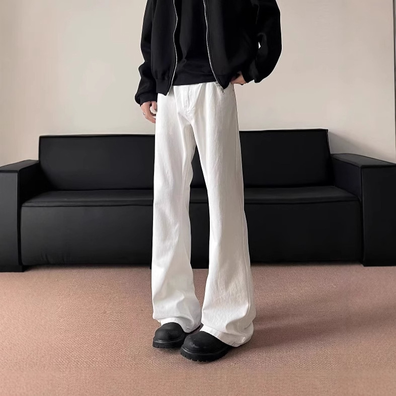 White Machete Jeans Men's American Style cleanfit Straight Pants Tall Loose Dipped Wide Leg Pants White Machete Jeans Men's American Style cleanfit Straight Pants Tall Loose Dipped Wide Leg Pants
