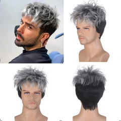 Cross-border e-commerce supplier factory short hair synthetic wig Western European and American men's wig men's full headset dropshipping