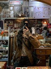 咖色皮外套皮衣女秋冬复古港风小众宽松夹克上衣棕色皮短裙套装